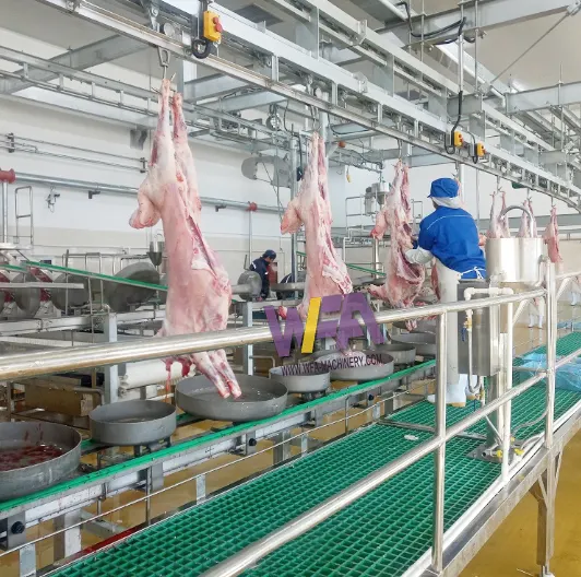 Wfa Tùy Chỉnh Cừu Abattoir Thiết Bị Slaughterhouse Dê Giết Mổ Chế Biến Truyền Đạt Đường Sắt Cho Lamb Butcher Nhà Máy Giá