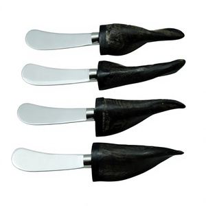 Couteau à beurre multifonctionnel en corne naturelle avec manche en acier inoxydable, couteau à fromage écologique, ensemble de couverts, accessoires de cuisine Star - Product Image 3