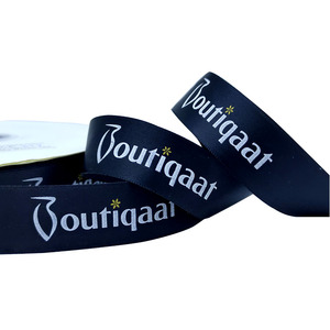 Gift Packing Wholesale Custom Logo 1inch 25mm <strong>Black</strong> Printed 100% Polyester Single Face Eco-friendly Satin <strong>Ribbon</strong> - Product Image 6