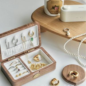 Solid Wood Jewelry <b>Box</b> Rectangle Black Walnut Desktop Storage For Rings <b>Earrings</b> Necklaces Bracelets Portable Organizer - Product Image 2