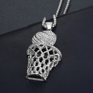 Yunnique-collar con colgante de aro de baloncesto estilo Hip Hop, de acero inoxidable, con diamantes de imitación, regalo unisex, joyería DZ201 - Product Image 2