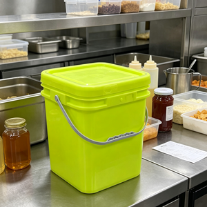 Seau carré en plastique avec couvercle et poignée, étanche, multi-usages pour l'emballage alimentaire et le stockage de peinture, vente en gros - Product Image 1