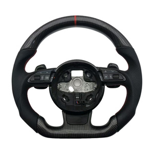 Nuevo Producto, Volante Deportivo de Cuero Perforado con Fibra de Carbono y Base Plana para <span class=keywords><strong>Audi</strong></span> A4 A4L A5 A6 A7 B8 - Product Image 1