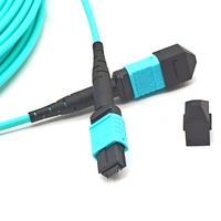 Jumper MPO 16 inti kualitas tinggi, 50/125 OM4 OM3 Multimode 3.0mm kabel serat LSZH MPO APC konektor serat pria wanita