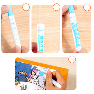 CE CPC sıcak satış renkli sihirli su boyama kitabı yeniden boyama kitabı sihirli su ile çizim kitabı kalem - Product Image 6