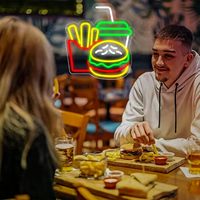 Enseigne néon LED haute visibilité pour hamburgers et frites – Signalétique professionnelle pour restaurants et décorations de magasins de restauration rapide