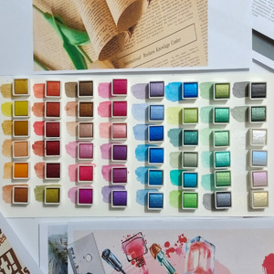 XinyiArt 48 Couleurs Peinture <span class=keywords><strong>Aquarelle</strong></span> Solide Métallique Nacrée Demi-Palettes Multicolores en Gros pour Artistes - Product Image 4