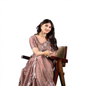 Vexotrend Indian Designer Women's Velvet Satin <b>Saree</b> Beautiful Patola Design Traditional Style Wedding Diwali Party Wear Wrinkle - Product Image 1