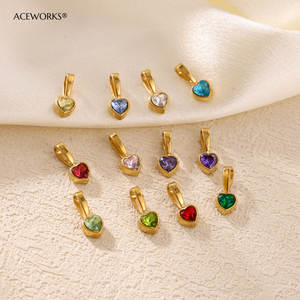 Amuleto Cuadrado con Piedra de Nacimiento para Niños |   Colgante de Zirconia en Acero Inoxidable Chapado en Oro PVD de 18K |   Joyería Moderna Resistente al Agua y al Deslustre - Product Image 4