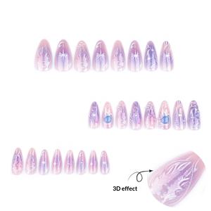 <span class=keywords><strong>Faux</strong></span> ongles en résine violette Sizzy Dream Wear Star Pearl en forme d'amande, style Ins, couverture complète, vente en gros - Product Image 2