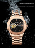 Montre mécanique de bonne qualité avec mouvement Shanghai J112, cadran à aiguilles bleues, en acier inoxydable, lumineuse et étanche