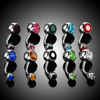 Piercing de Nombril en Acier Inoxydable en Gros, Filetage Externe, 14G, Double Gemme, Bijou Corporel