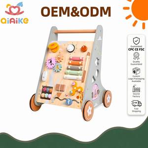 Centre d'activités d'apprentissage multiples personnalisé, développe les capacités motrices des nourrissons et des tout-petits, marcheur en bois Montessori pour bébé - Product Image 1