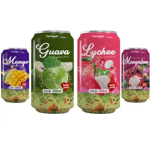 OEM Wholesales Fruit Juice Drink Tropical Juices Beverage 330ml Canned Drinks Best Selling Fruit Flavors Guava Lychee Mango