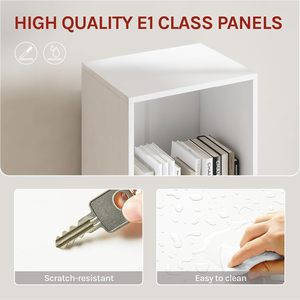 Bibliothèque autoportante avec 2 tiroirs, <span class=keywords><strong>étagère</strong></span> de rangement pour bureau, étude, salon, chambre à coucher, blanc, qualité E1 - Product Image 4
