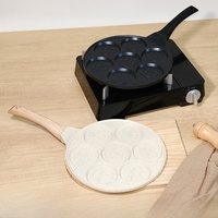 Poêle à frire les mini-gâteaux aux œufs de haute qualité en pierre Maifan, 7 trous en forme de sourire, pour la cuisine à domicile
