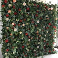 SPR Vente en gros de décorations de mariage personnalisées avec des feuilles de plantes vertes, toile de fond en rose, fleurs artificielles en soie, mur de fleurs décoratif