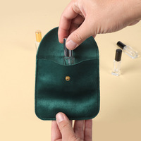 Tas Penyimpanan Botol Parfum Beludru Sutra Kelas Atas dengan Kancing Lipat, Tas Kemasan Beludru Transparan untuk Botol Sampel Parfum