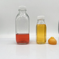 Groothandel Vierkante 100ml 300ml 500ml Lege Melk Fruit Sap Drank Glazen Flessen Transparant Met Witte Schroefdop Glazen Pot