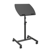 Roues verrouillables Petits bureaux d'ordinateur noirs portables Manutention manuelle Table d'ordinateur debout réglable en hauteur