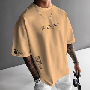 Nuova T-shirt da <span class=keywords><strong>Uomo</strong></span> Trendy con Stampa a Lettere, Vestibilità Ampia, Maniche Corte, in Puro Cotone Antipiega, Stile Europeo - Product Image 2