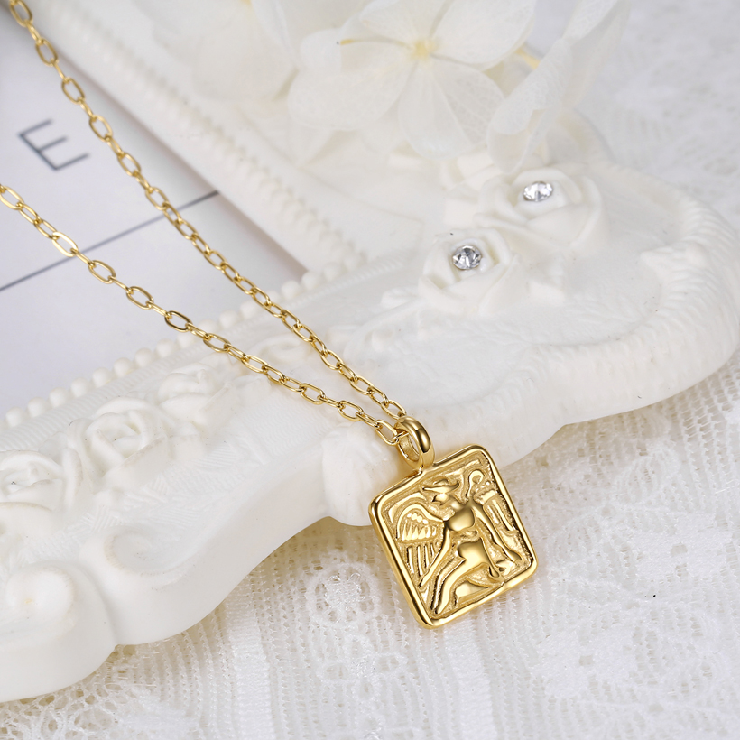 Angelo Custode Medaglia 11mm Bambini Collana Religioso - Oro Placcato