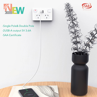 Prises murales doubles (2 gang) noires/blanches approuvées SAA RCM australiennes avec ports USB-A + USB-C 18W pour la Nouvelle-Zélande