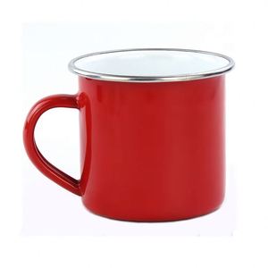 Tasse à café/thé en émail en acier avec anse, personnalisable avec logo, réutilisable, à bord roulé, pour le camping, vente en gros - Product Image 4