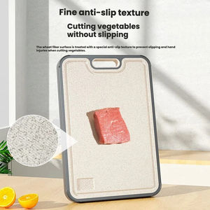 Planche à découper double face en acier inoxydable pur titane, anti-moisissure, antibactérienne, pour usage domestique, avec panneau en paille de blé et adhésif. - Product Image 4