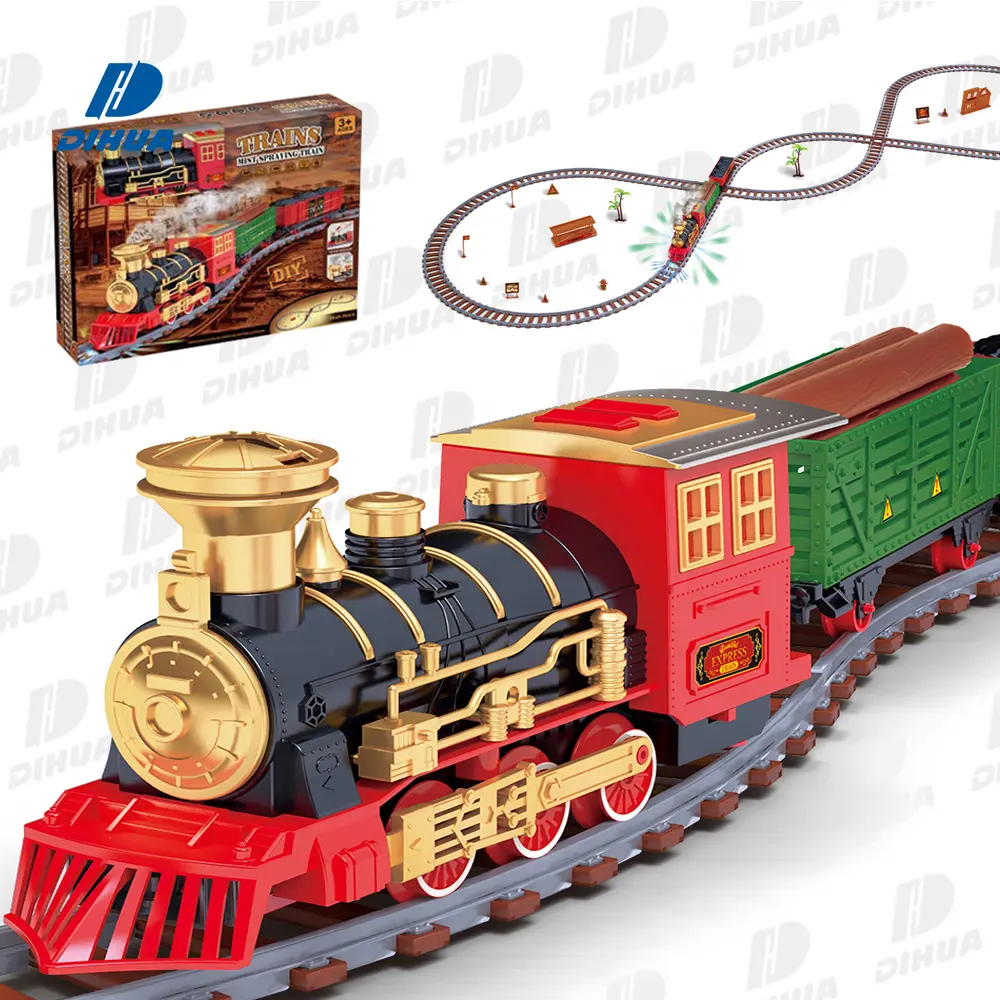 ألعاب قطار مجموعة السكك الحديدية الجمعية DIY بطارية تعمل الكهربائية قطار مع الصوت و أضواء السيارات المسار 292 قطعة الاطفال هدايا عيد الميلاد