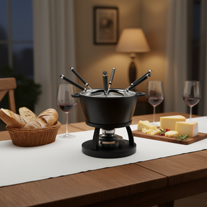 MSER Fondue <b>Set</b> 10 Piece 1 <b>Pot</b> With Stainless Steel Cover 1 Stand 6 Forks - Product Image 3