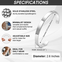 Bracelet manchette en acier inoxydable de 6 mm avec logo personnalisé, gravable au laser, pour homme
