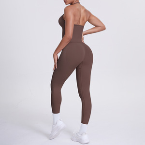 Débardeur <span class=keywords><strong>de</strong></span> yoga respirant sans couture uni à dos halter pour pantalon et vêtements - Product Image 3
