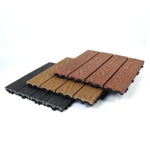 WPC Composite Interlocking Diy Decking Tiles Deep Embossed Decorative Flooring Balcony Garden Deck Tile