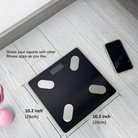 Balance de salle de bain à écran LCD portable Noir Verre trempé de 5 mm Balance numérique intelligente électronique Mesure la balance de graisse corporelle