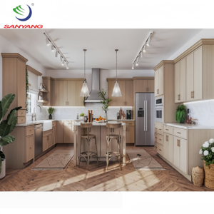 Projet d'appartement aux États-Unis Shaker mince bon marché armoire de cuisine en chêne blanc armoire de cuisine modulaire de luxe meuble de rangement pour la maison - Product Image 3