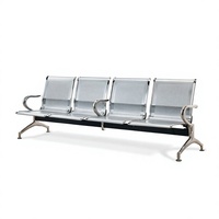 Chaise d'attente moderne 3 places en acier inoxydable, banc pliable en métal pour hall d'hôtel, clinique, réception