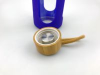 Bouteille d'eau de 32 oz en verre avec couvercle en bambou écologique et marqueur de temps à boire