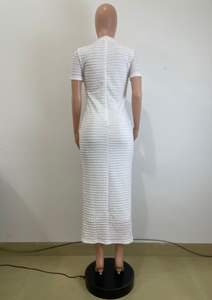 Y6048 Ultimo Modello di Abito Lungo Estivo Elegante con Maniche Corte, Monopetto, Sexy, Aderente, Collo Tondo per Feste - Product Image 5