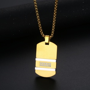 Tarnish Free Fashion <b>Men</b> Gold <b>Silver</b> 2 Tone Jewelry Stainless Steel Diamond <b>Necklace</b> - Product Image 5
