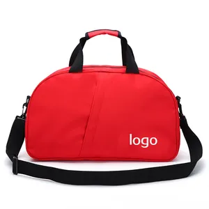 Simple black red duffel carry on luggage travel bag students casual sports fitness bag for men women