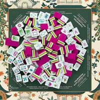Mahjong américain avec tapis, 160 tuiles de luxe gravées en mélamine verte à 4 couches de 32 mm, portable pour les divertissements des clubs sociaux