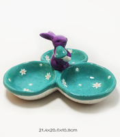 Assiette à œufs de Pâques en céramique avec motif de lapin amusant, lapin peint à la main, couleur personnalisée, haute qualité, cadeau de Pâques pour enfant, décoration