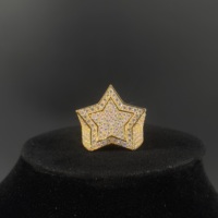 Bague Fashion Iced Out Hiphop en Argent Sterling 925 avec Étoile, Bague Personnalisée en Moissanite VVS pour Hommes