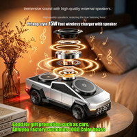 Speaker jam alarm bentuk pickup kualitas prima baru dari pabrik, 15W pengisi daya nirkabel cepat untuk ponsel pintar, jam tangan, dan earbud.