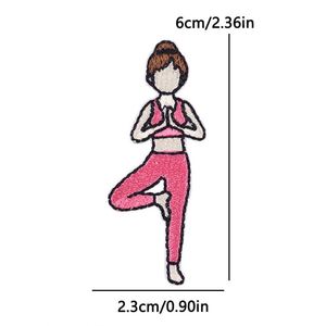 Patch brodé créatif thermocollant Série Rose Fille de Yoga de Dessin Animé pour la décoration artistique de chapeaux d'enfants - Product Image 3