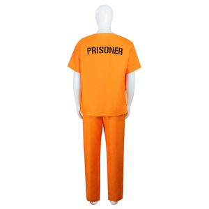 Halloween Adult <strong>Prisoner</strong> Costume Orange Cosplay <strong>Uniform</strong> with Pants for Party Performance Stage for Stage &amp; Costume Parties - Product Image 3
