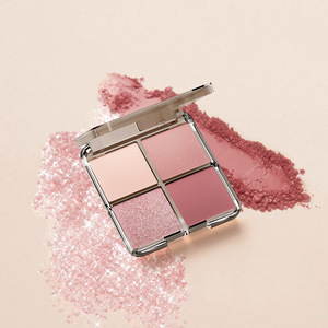 Großhandel 4-Farben Satin Mini-Lidschattenpalette Transparentes Gehäuse Weiß-Rosa Lidschatten-Paletten Kosmetik Mini-Lidschatten Make-up-Palette - Product Image 3