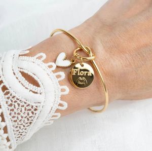 Bijoux fantaisie Bracelets en acier inoxydable 316L <span class=keywords><strong>Bracelet</strong></span> personnalisé avec prénom <span class=keywords><strong>Bracelet</strong></span> à nœud pour la famille ou les amis - Product Image 2