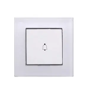 Good Quality Europe Standard for Home User White Color Tempered Glass Material 1 gang Bell Push Switch